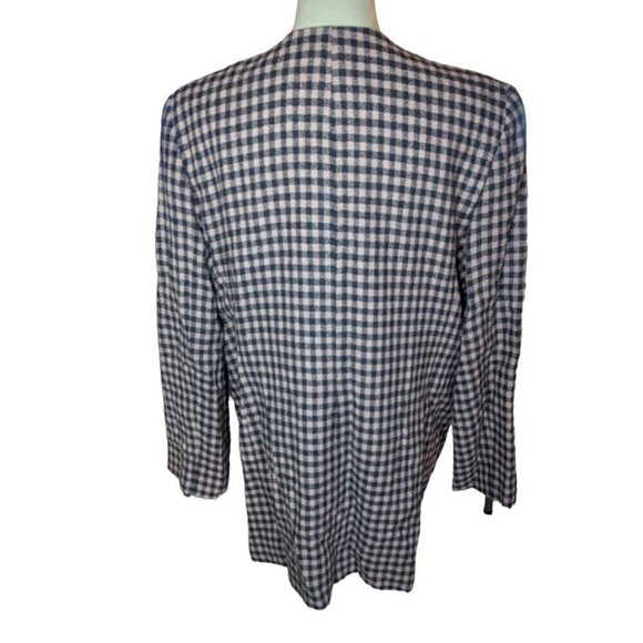 VTG Chaus Wool Mauve Gray Check Long Blazer 14 - Picture 3 of 4